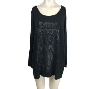 Killstar Dark Force Baphomet Graphic Long Sleeve Tunic Top Black Womens Medium